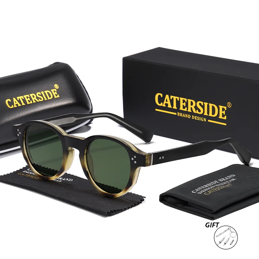 CATERSIDE Unisex runde modische Sonnenbrille für Outdoor-Aktivitäten, Angeln, Radfahren, Sport, Sonnenschutz, Sonnenbrille, unverzichtbare Trendbrille, UV400