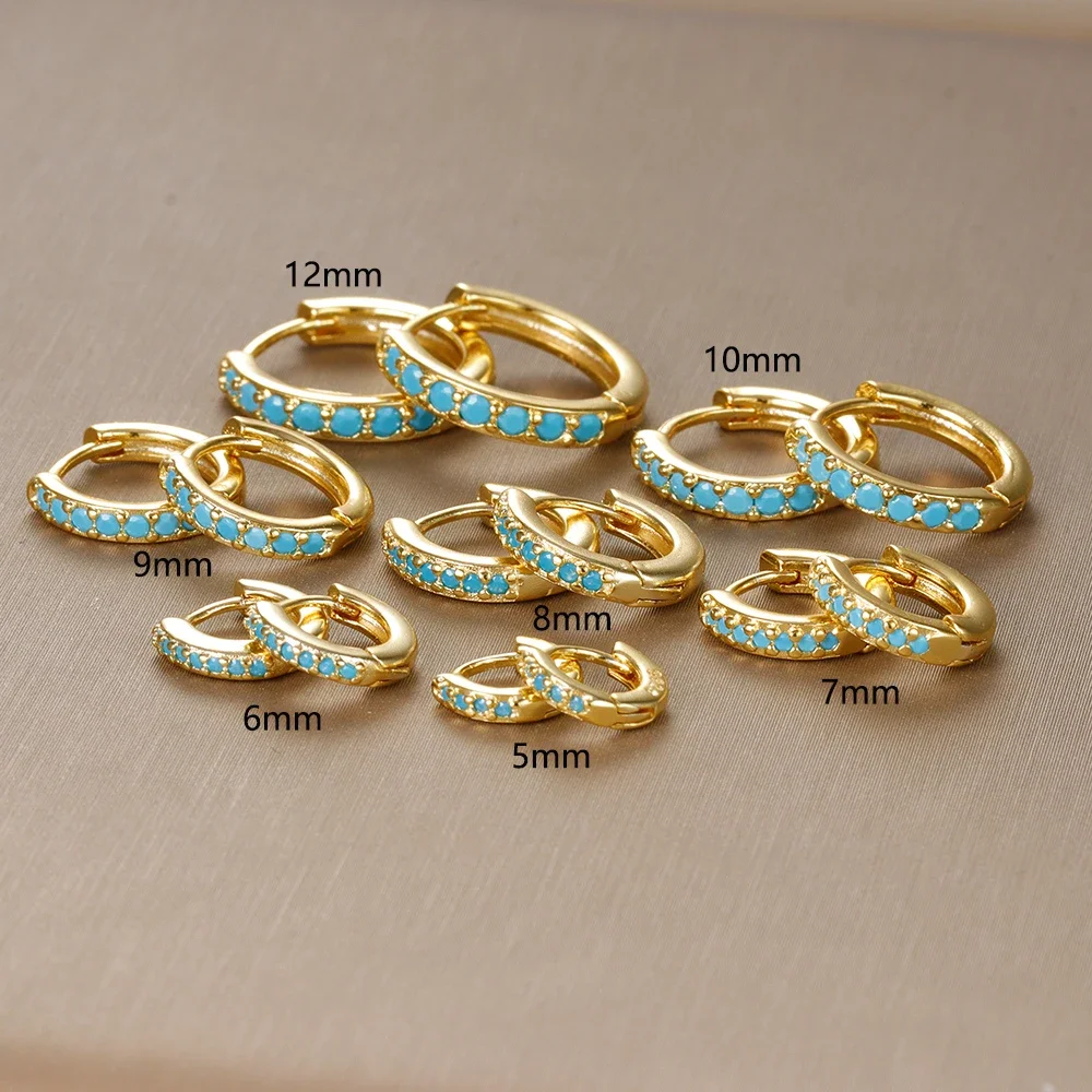 스테인리스 스틸 미니멀 후프 귀걸이, 블루 크리스탈 지르코니아, 소형 허기 연골 귀걸이, 나선 이주 피어싱 쥬얼리, 2 개 