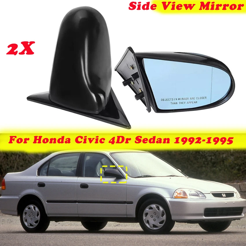 

Car Side Reaview Mirror Spoon Style Manual Adjustable RearView Glass Wing Cover For Honda For EG Civic 1992-1995 4Dr Sedan Only