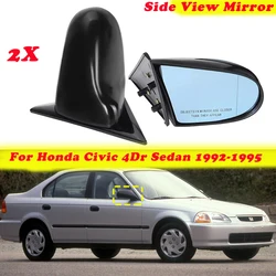 Car Side Reaview Mirror Spoon Style Manual Adjustable RearView Glass Wing Cover For Honda  For EG Civic 1992-1995 4Dr Sedan Only