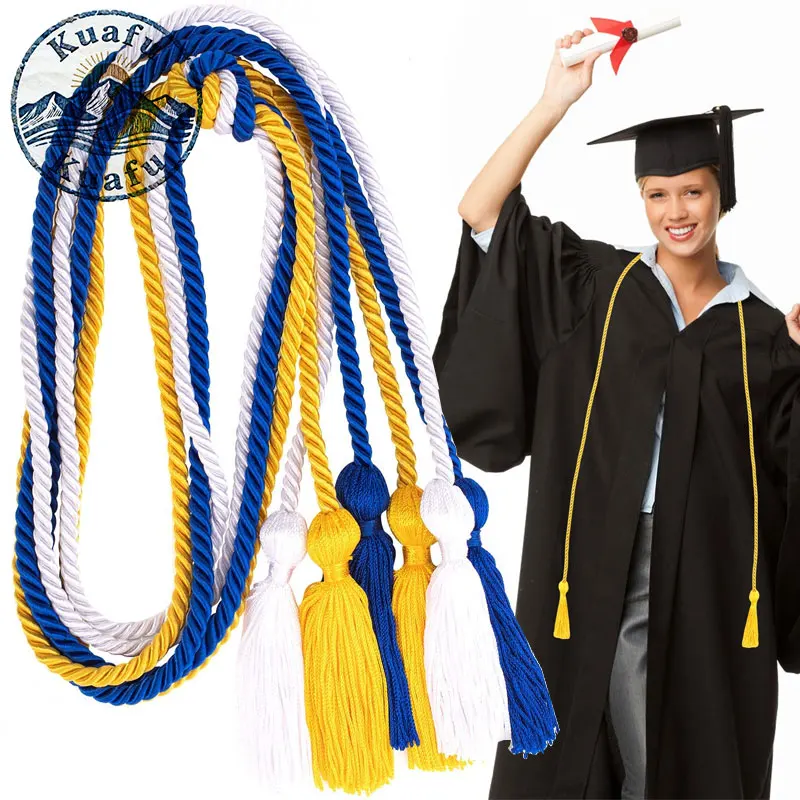 1Pc 170CM Tassels Long Rope Double Fringe Trim Tassels Graduation Honor Cords For  DIY Craft Curtain Bachelor Gown Accessories