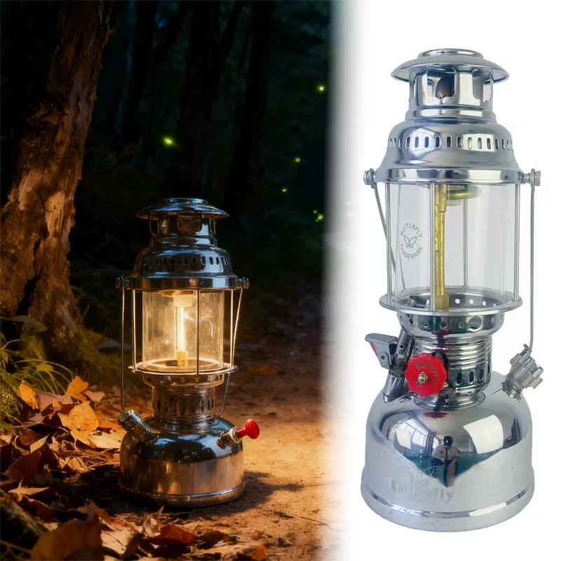 

Vintage Kerosene Lantern Nozzle Head Emergency Light Lamp Stainless Steel Windproof Kettle Oil Lamp for Outdoor Survival