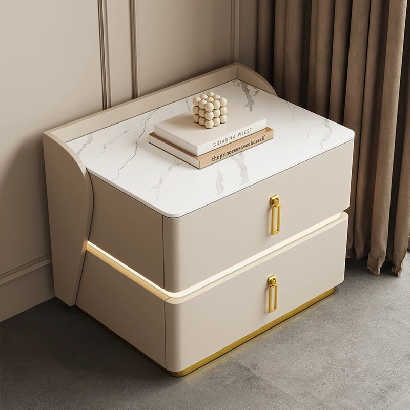 

2025 new Internet celebrity large apartment 60cm bedside table modern simple light luxury advanced sensor light small coffee tab