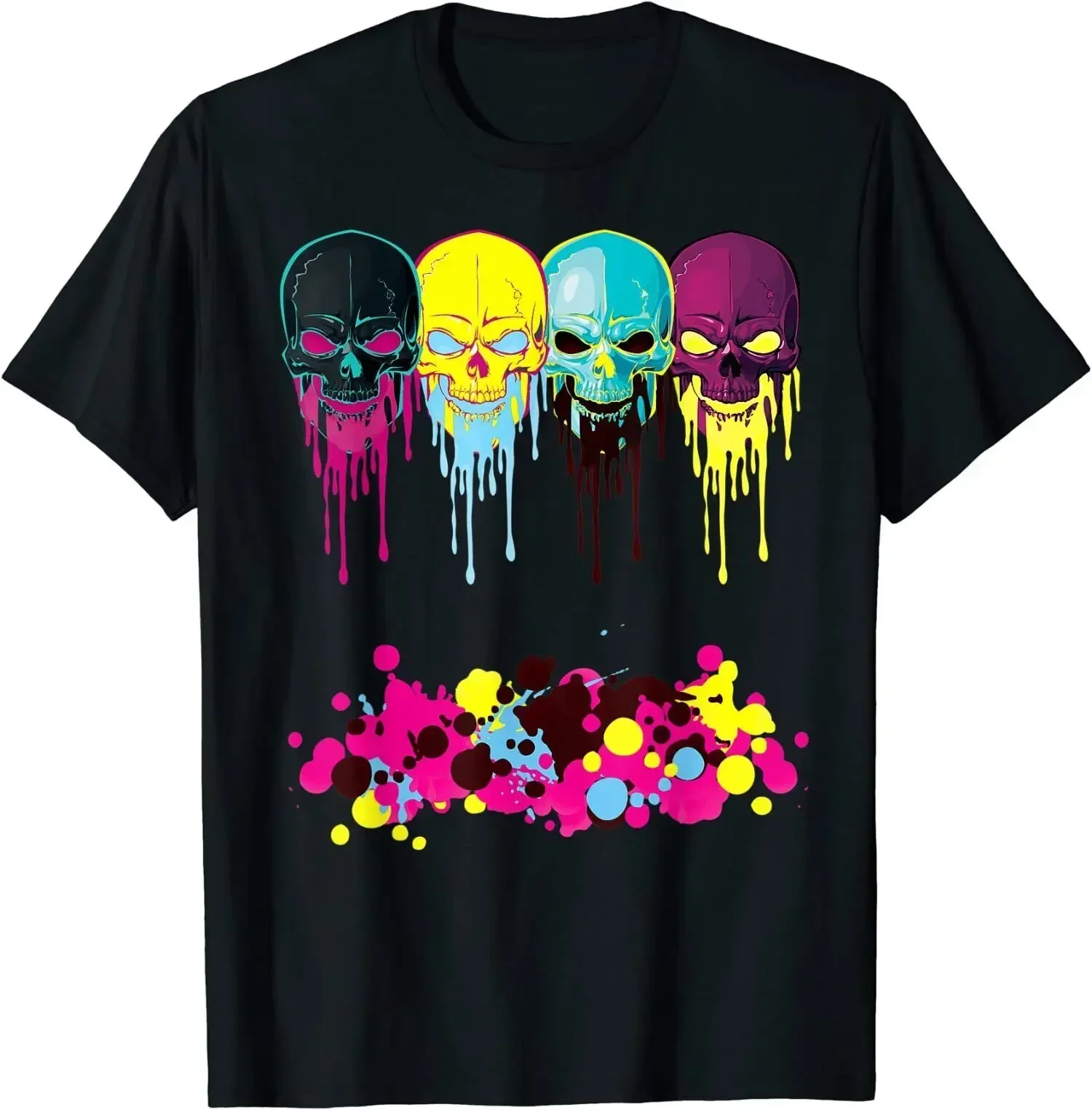 Melting Skull Face Cool Design Premium Crewneck Cotton T Shirt Men Casual Short Sleeve Tees Tops Dropshipping