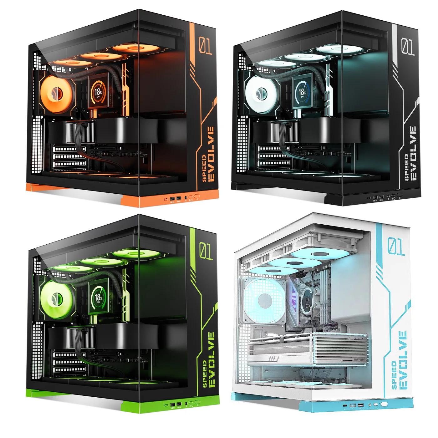 

YINER GQ 01 Computer Case Column-less Sea View Room for Back-Placed ATX Motherboard with 360 Degree Water Cooling Support