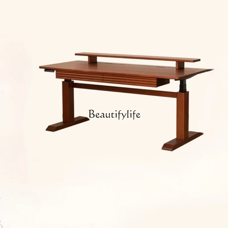 

ls 18Electric lifting desk Student home solid wood computer desk office