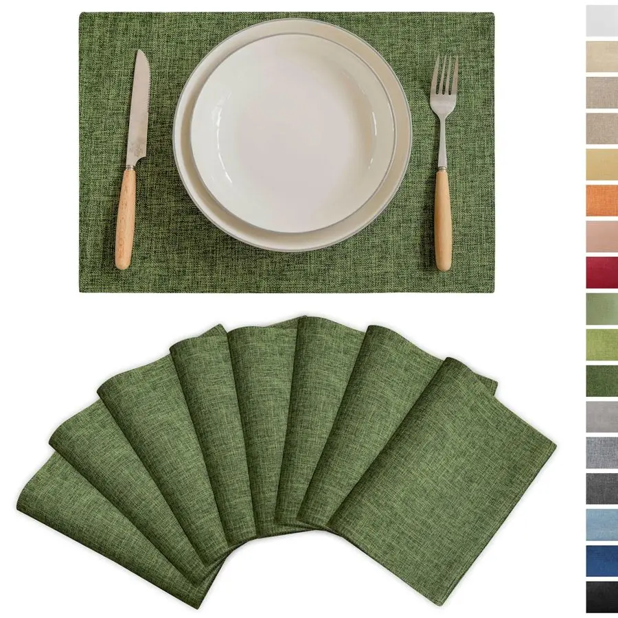 

Набор темно-зеленых салфеток для сервировки стола (8 шт.), декоративные льняные текстурированные подставки под тарелки, термостойкие, для кафе, вечеринок, банкетов