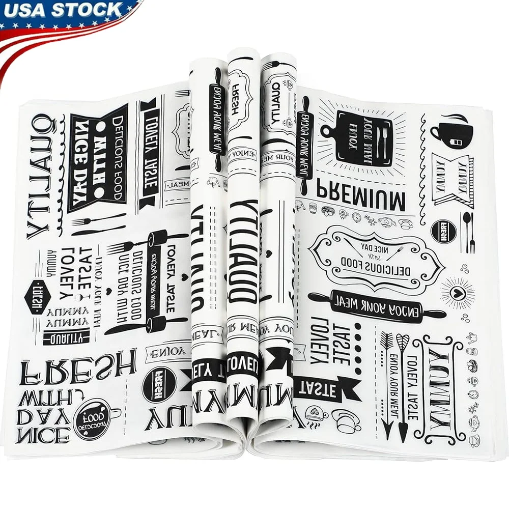 

1000 Pcs Wax Paper Sheets Greaseproof Food Wrapping Tissue Deli Sandwich Basket Liners Waterproof Disposable Parties and Picnics