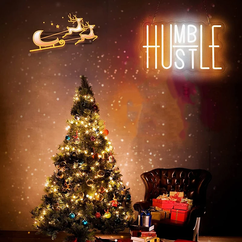 LED Neon Sign Hustle Neon Lights Party USB Powered Switch Decorations Hustle LED Neon Sign for Gym Room Decor