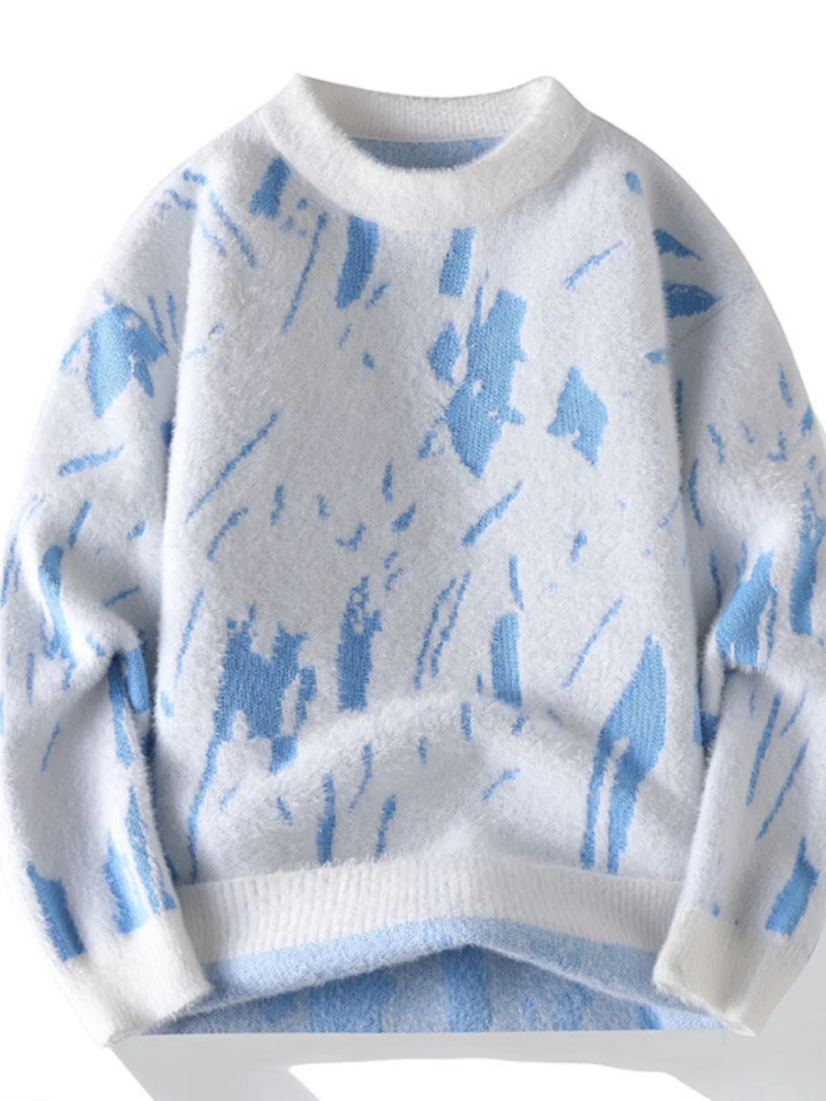 Suéter Masculino de Tricô Outono Inverno sso de Veludo de Vison Quente Top Moda Jovem Marca Manga Longa Gola Meia Alta Blo...