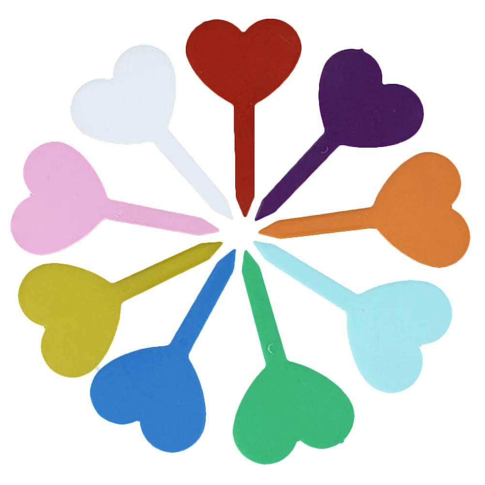 200 قطعة علامات PP ملونة على شكل قلب سميكة مقاوم للماء ملصقات البستنة الخفيفة إدراج بطاقات لتصنيف النباتات #2