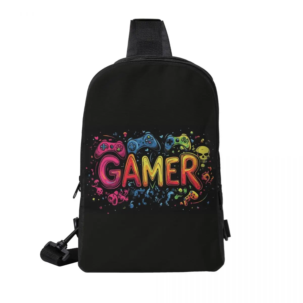 

Gamer Controller Video Game Gaming Gamepad Chest Bag Men Sling Crossbody Backpack Chest Bag Hiking Daypack Shoulder Bag