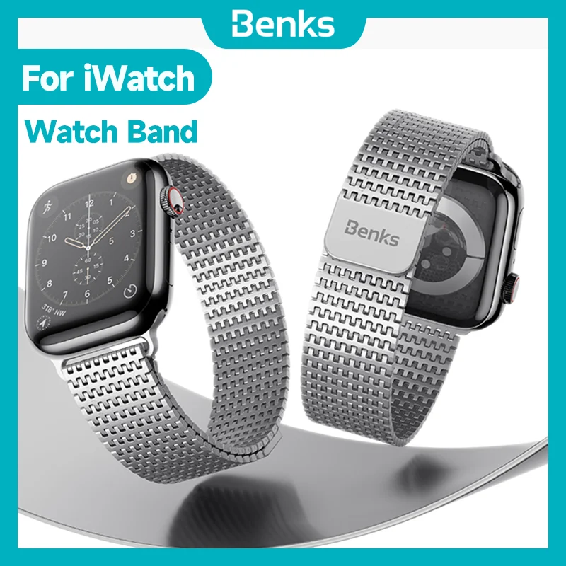 Benks-Domino سوار ساعة معدني مغناطيسي ، مقاوم للماء والسقوط ، ساعة أبل 7 ، 8 ، 9 ، S9Ultra ، 2th SE ، الموضة