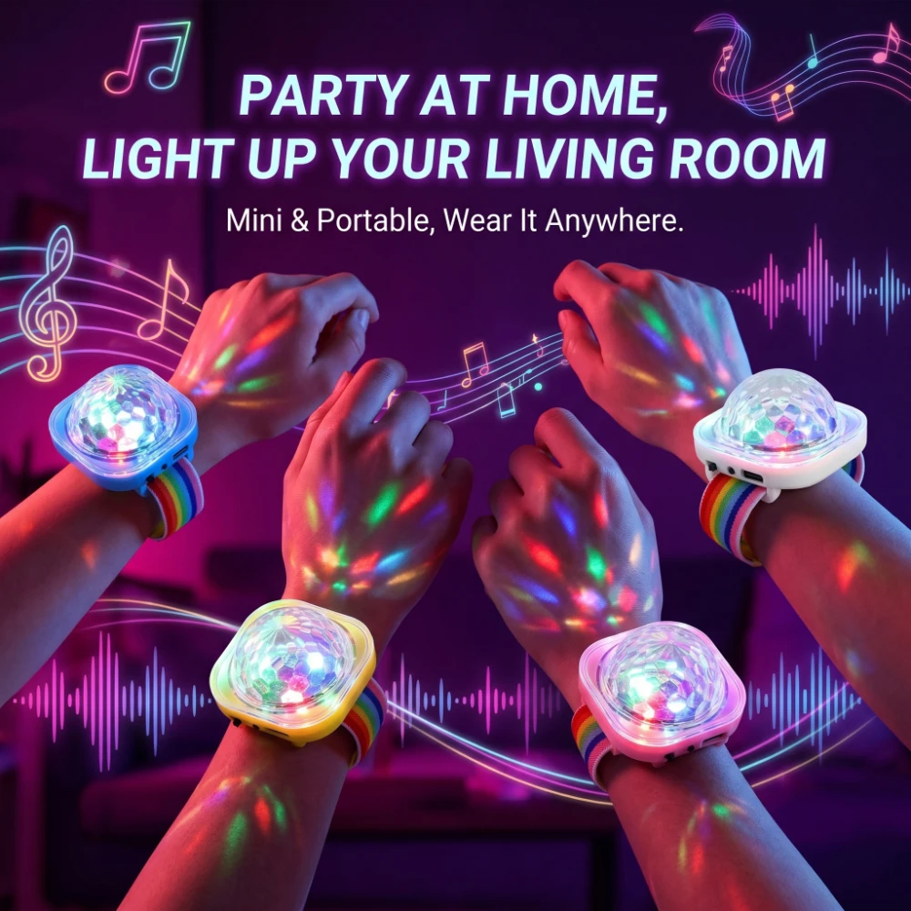 Voice Control Light Bulb - ポータブルLEDランプ ナイトストロボウォッチ ブレスレット USB充電 音声制御 吸盤付き