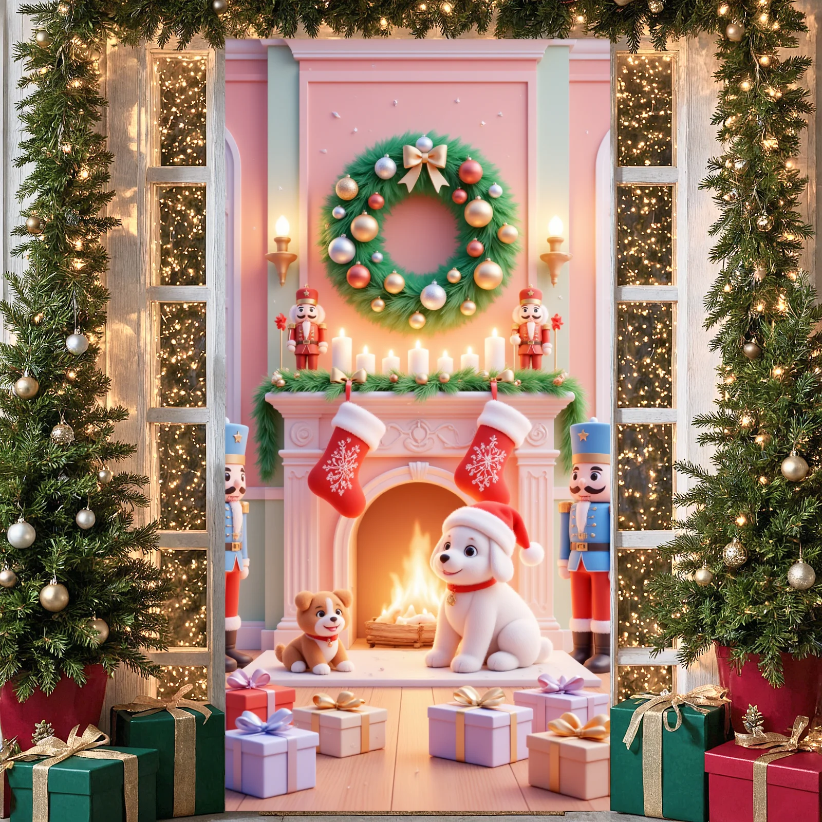 Winter Holiday Display White Ornaments Christmas Party Backdrop Festive Background Pink Theme Festive Season Background For Home