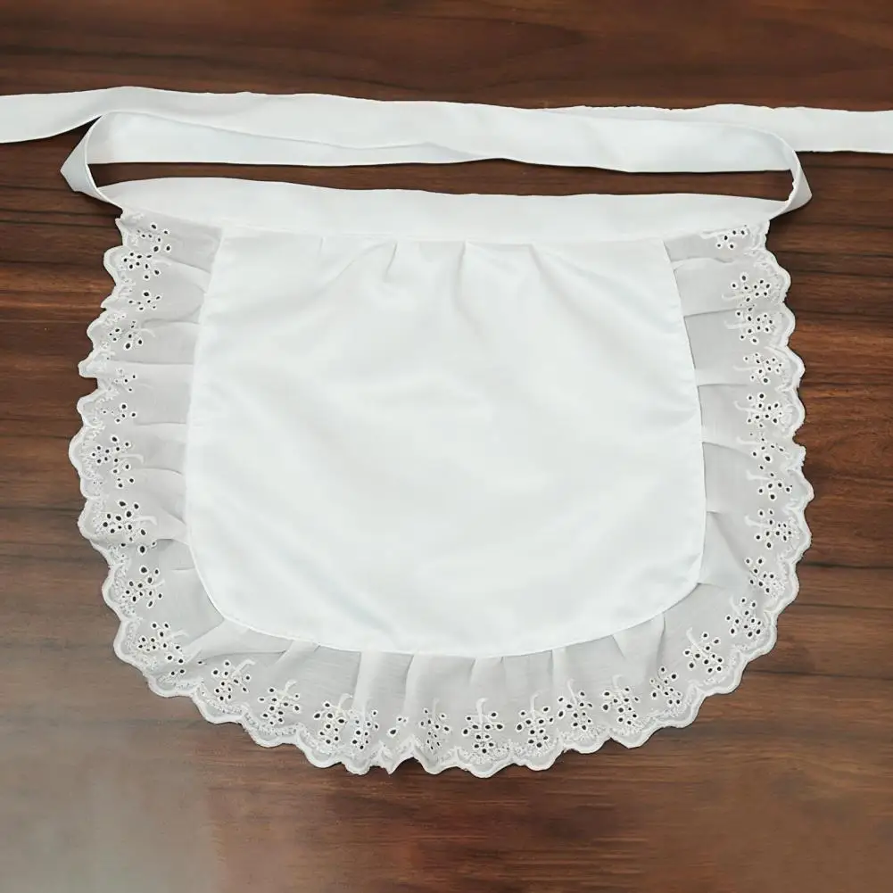 مريلة خادمة كوسبلاي بيضاء مكشكشة نصف مريلة زي المطبخ للفتيات مريلة الخصر لأزياء الحفلات التنكرية وإكسسوارات الحفلات #4