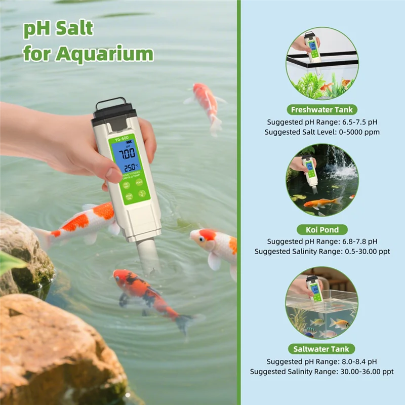 

【Flash Deal】7 In 1 Water Quality Tester PH/EC TDS/SALT ORP Temperature SG Fish Tank Swimming Pool Water Quality Analyzer