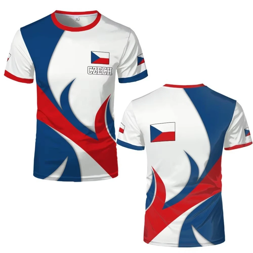 Men's breathable polo shirt, Czech Republic flag color matching printed fan shirt view 2