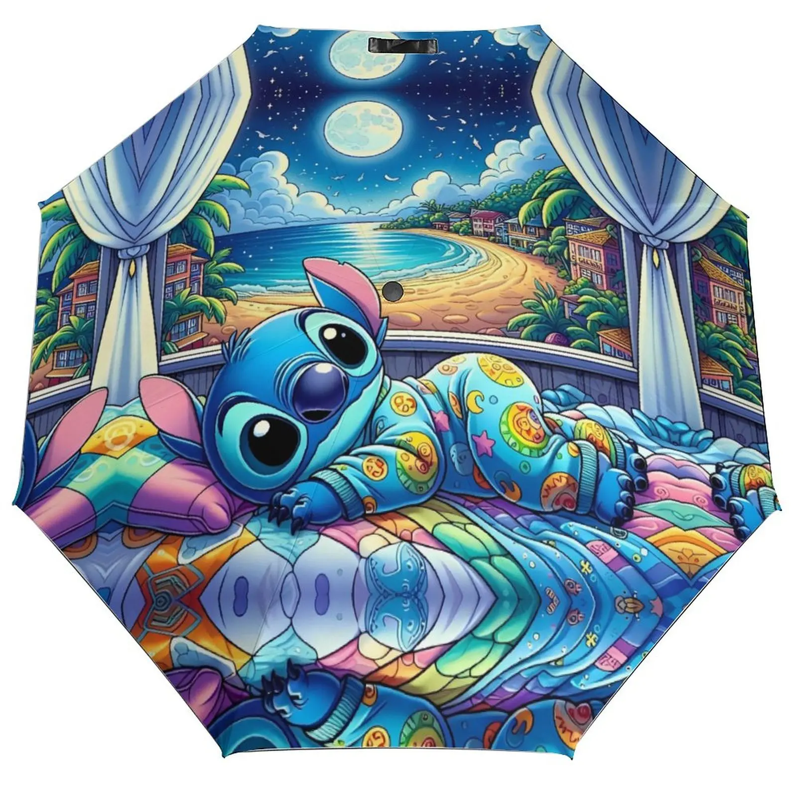 

Foldable Umbrella Cute Cartoon Stitch-Blue Comic Protection Umbrella Women Men Auto Shade Sunscreen Fishing Fashion Umbrellas