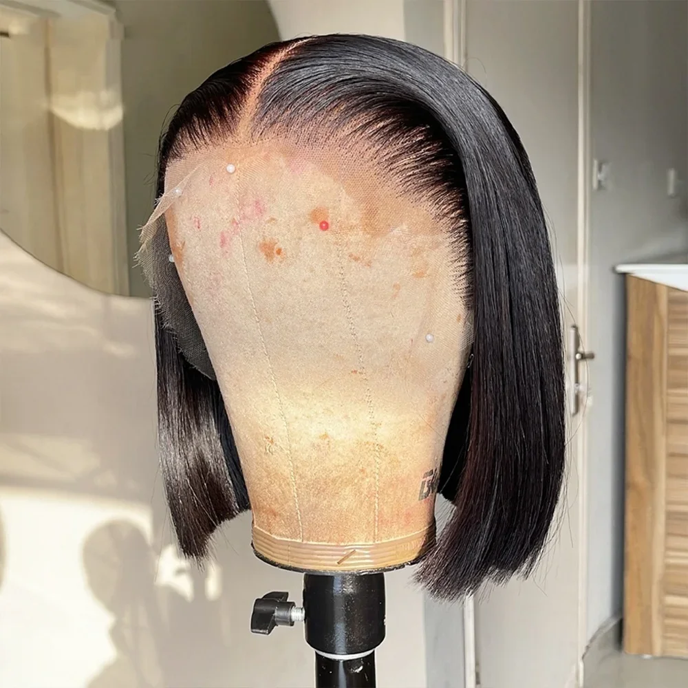 Straight 13x4 Bob Wig Human Hair 200 Density Transparent Lace Frontal Wig 100% Brazilian Human Hair 4x4 5x5 HD Lace Closure Wigs