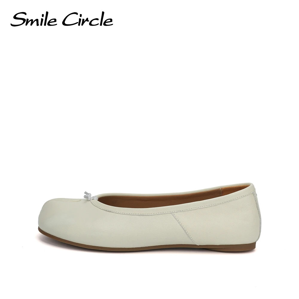 Smile Circle Women's Flats Sheepskin Multi-Coloured Versatile Outdoor Shoes Casual Flat Shoes