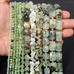 Green Prehnites Round Loose Spacer Beads For Jewelry Natural Smooth Quartz Stone Beads DIY Making Bracelet Necklace Supplies