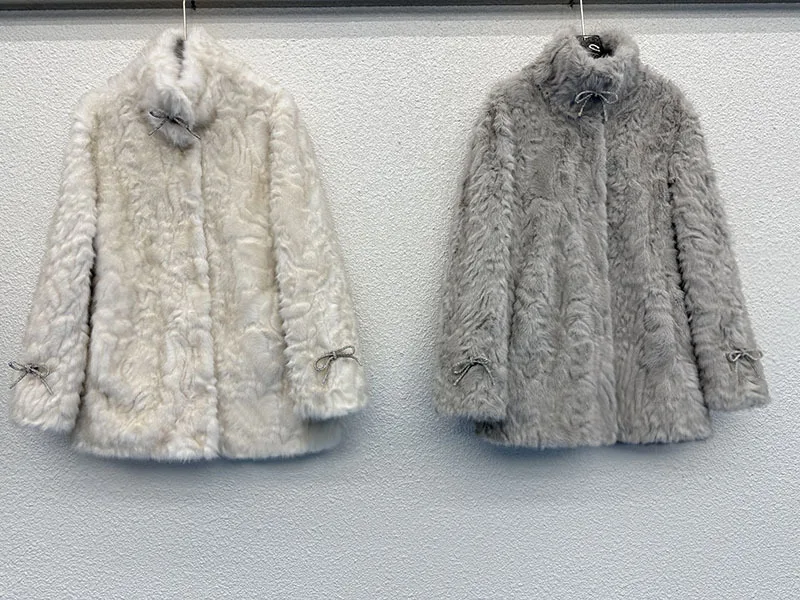 Mulheres casacos de pele do falso sólido casaco gola mangas compridas arco ponto aberto grosso elegante solto ajuste casual 2025 outono inverno