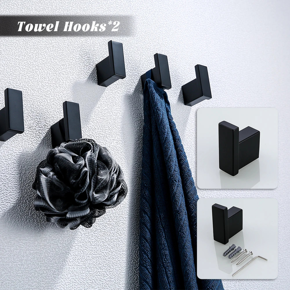 Bad Hardware Set Kit Zubehör Wand Handtuch Bar Robe Kleiderbügel Papier Halter Edelstahl Matt Schwarz.