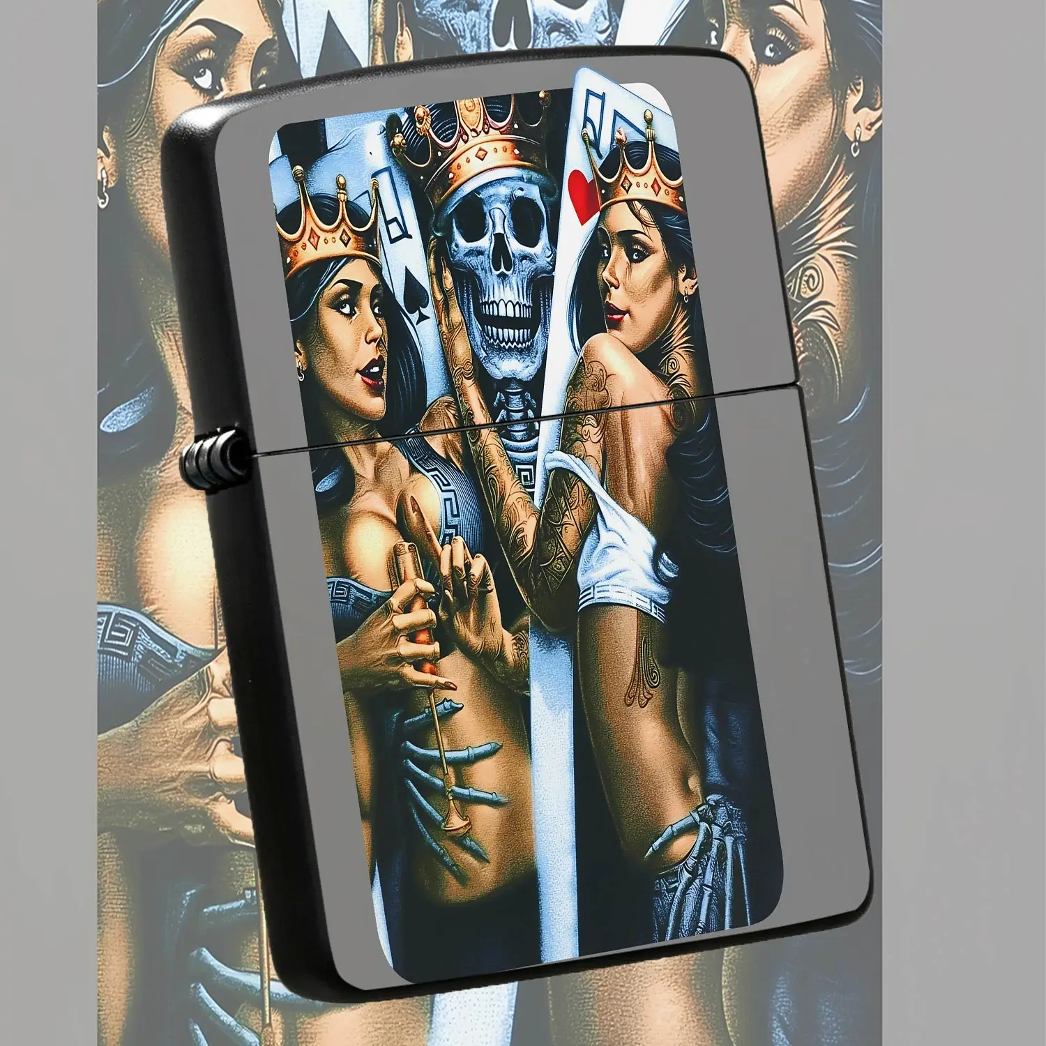 Vintage Skeleton King Crown Themed Lighter Creative Aesthetic Desktop Ornament Portable Daily Use Ignition Tool Ideal For Party Game Night Unique Exquisite Souvenir Gift For Friends Hobbyists For All Scenarios A Humorous And Interesting Lig