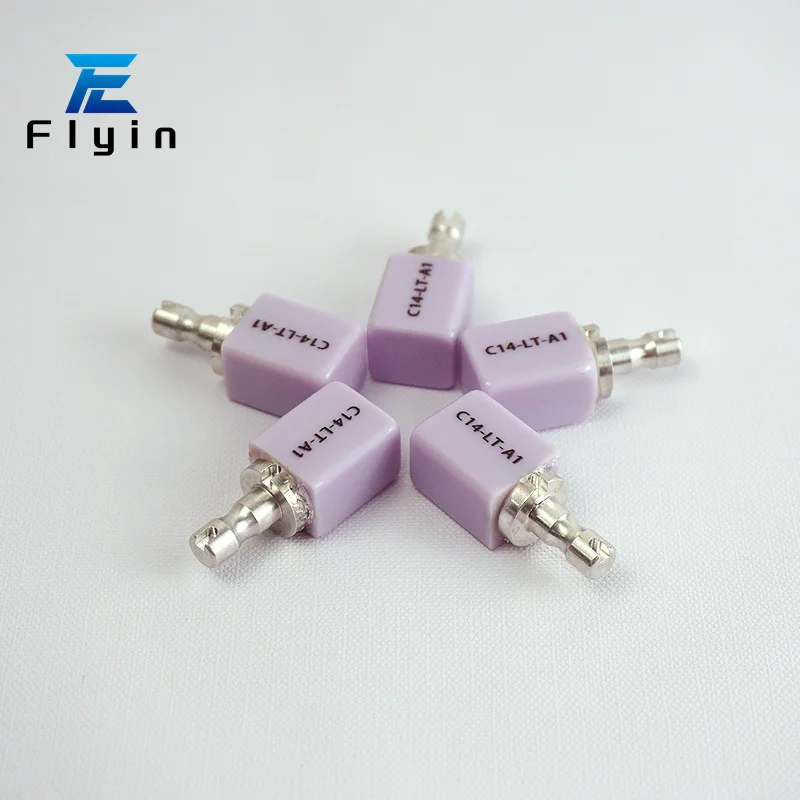 CAD CAM Milling Cutting C14 HT/LT lithium disilicate ceramic Flyin 5PCS Lithium Disilicate For Dental Lab