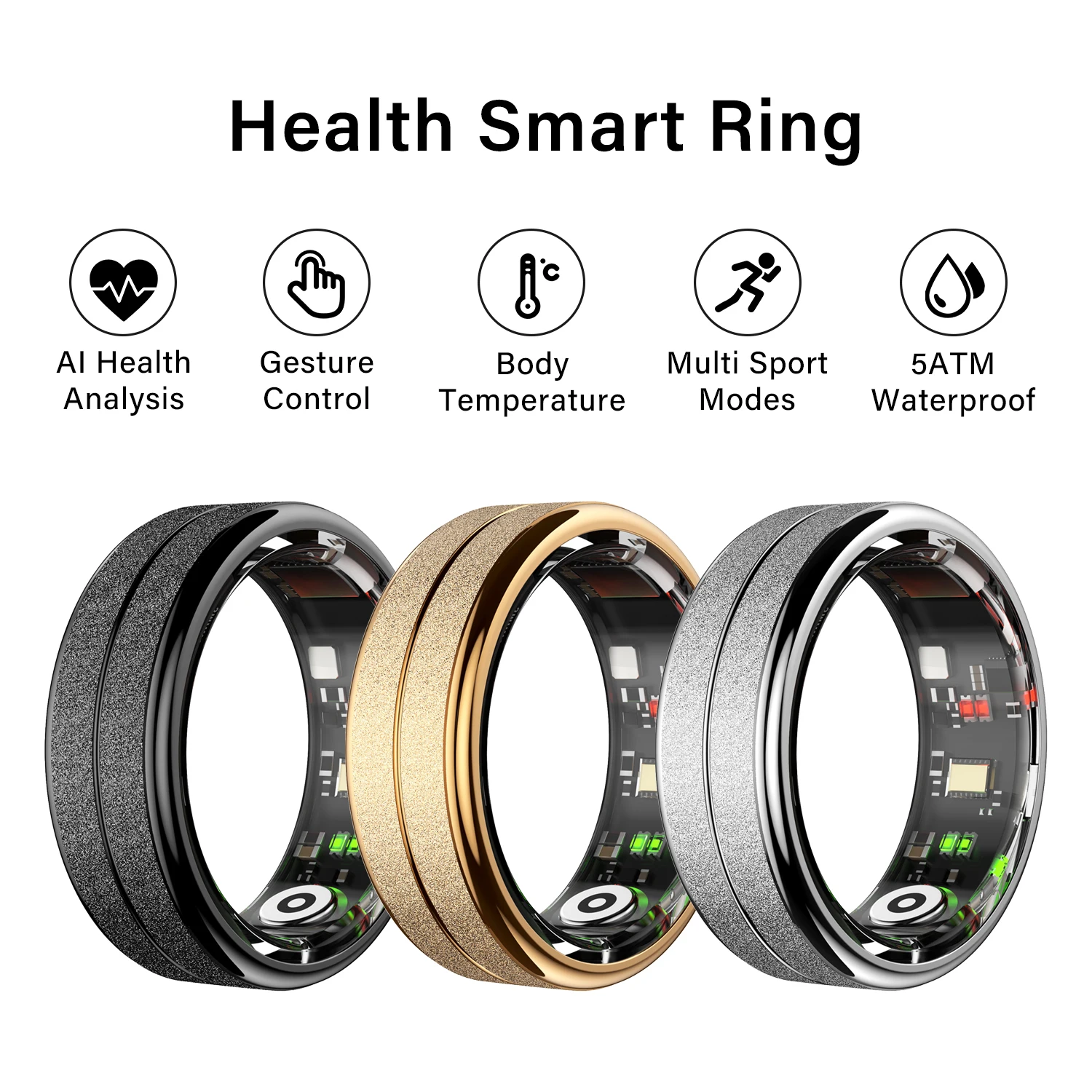

New R04S Smart Ring Body Temperature Heart Rate Sleep Monitoring Rings 5ATM Waterproof Multiple Sport Modes Fitness Smart Ring