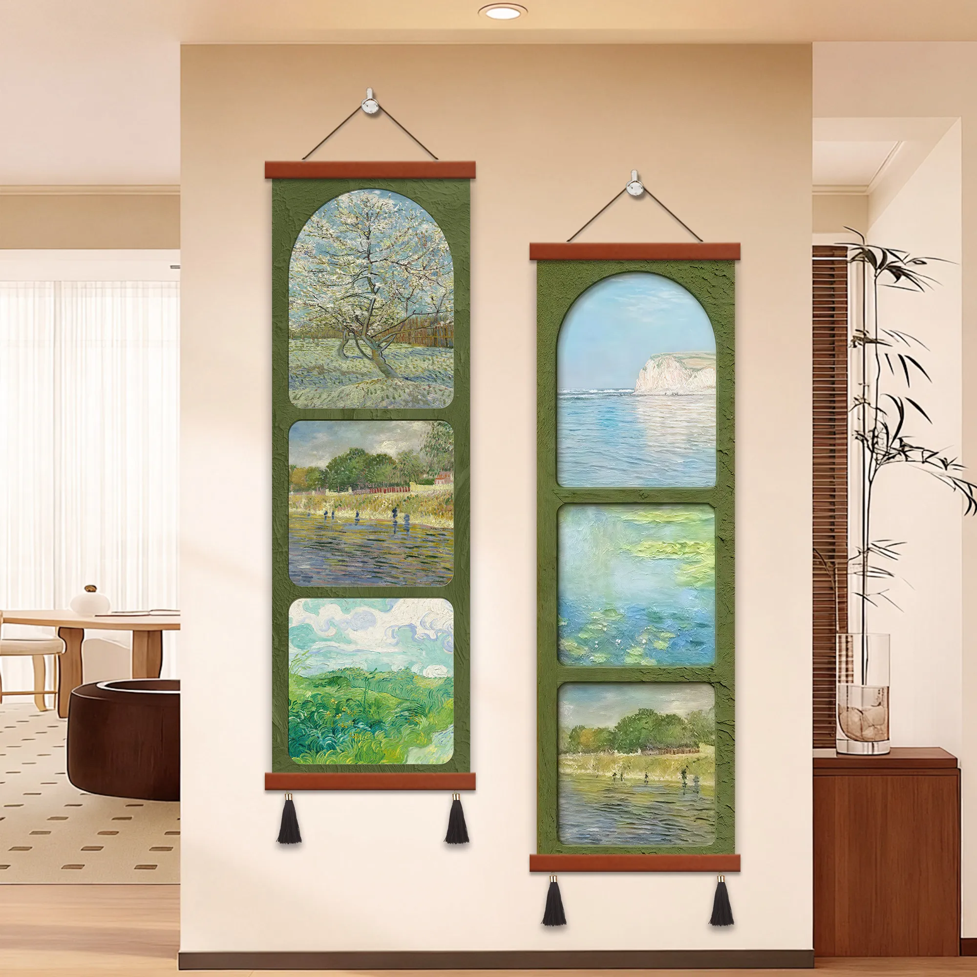 Wall Art Home Decor Nordic Abstract Landscape Painting Hanging Scroll Set of Modern Minimalist for room decor aesthetic