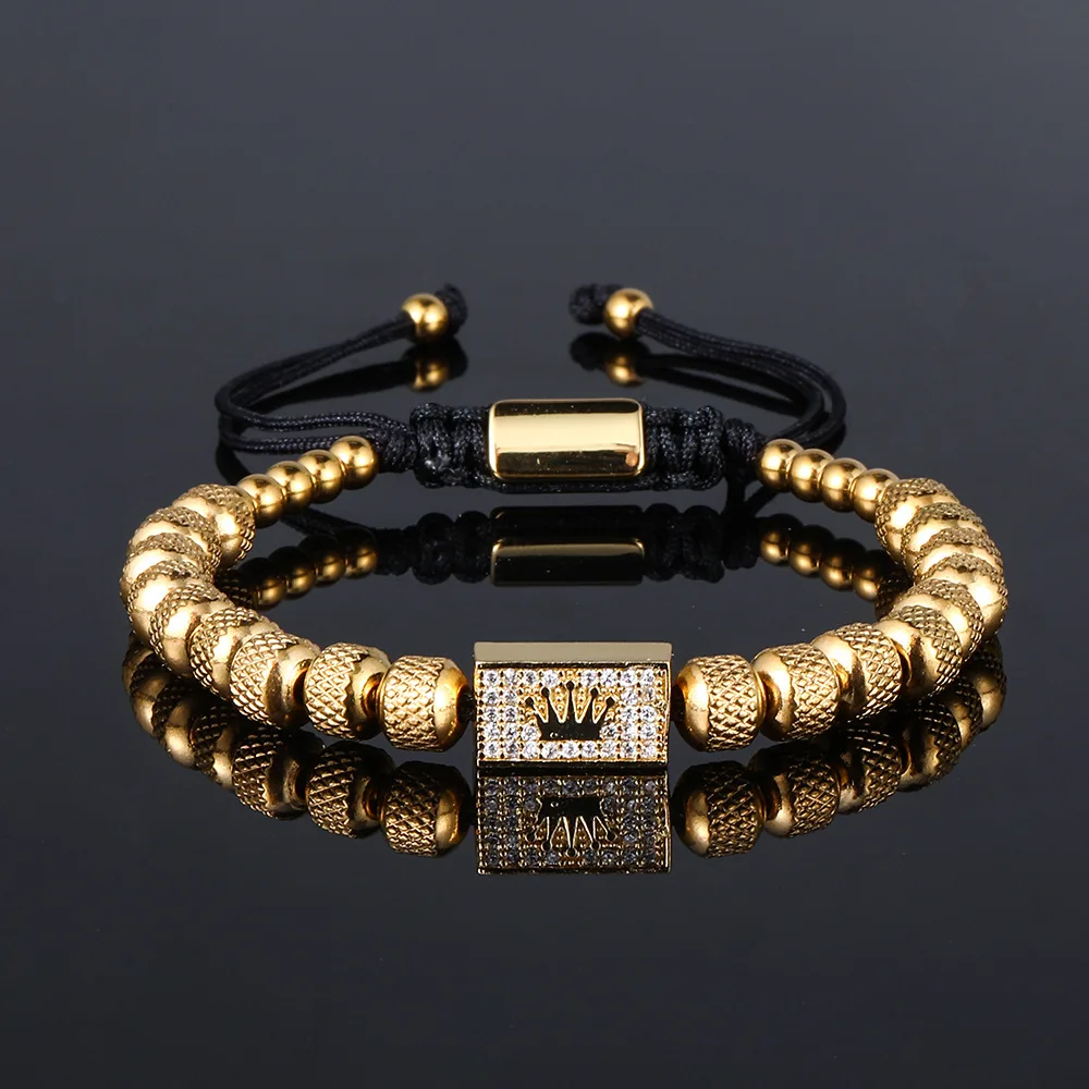 

Luxury Royal Crown Beads Braided Bracelet Men Women Bangle Festival Holiday Gift Decor Accessories