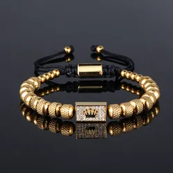 Luxury Royal Crown Beads Braided Bracelet Men Women Bangle Festival Holiday Gift Decor Accessories