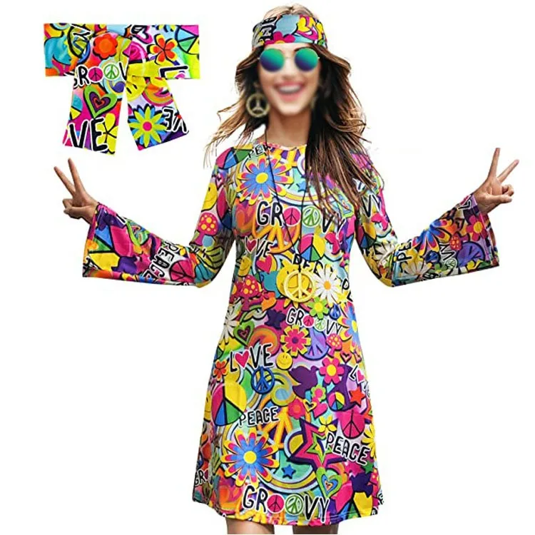 

Hippie Costume - Hippie Disco Costume -60s Party Costume - Ancient Women's Party Club Costume - Outdated Hippie Costume