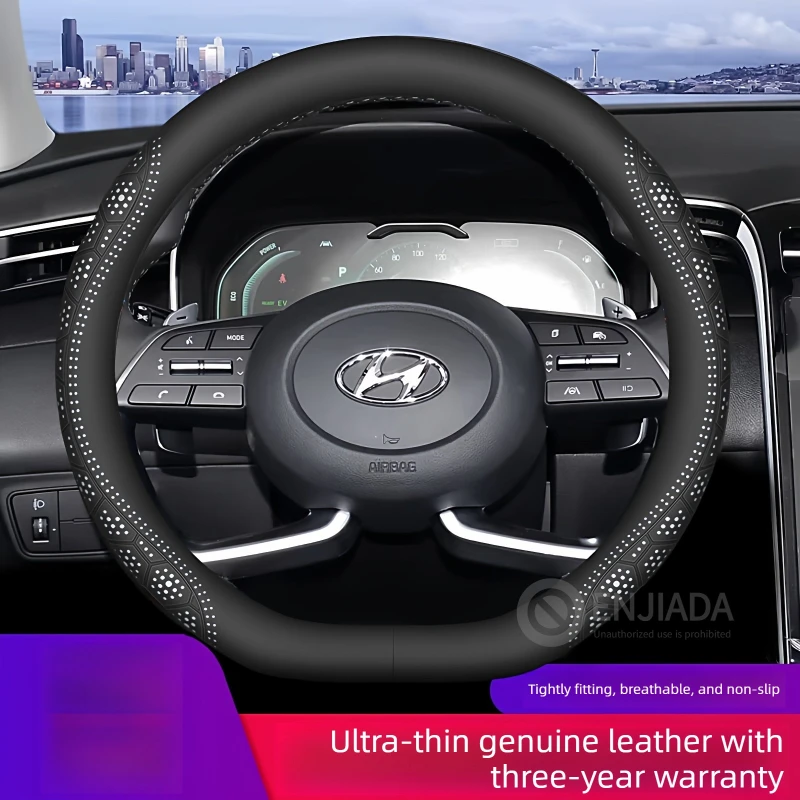 

Leather Car Steering Wheel Cover for Hyundai Elantra Kona Tucson Sonata Santa Fe Creta I20 I10 Bayon 2012-2025 2026 Accessories