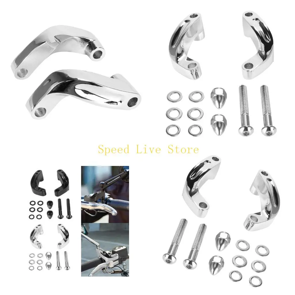 547C Aluminum Motorcycle Mirror Mount Extension Adapter Support Bracket For Cruiser And Retro Bikes With Adjustable