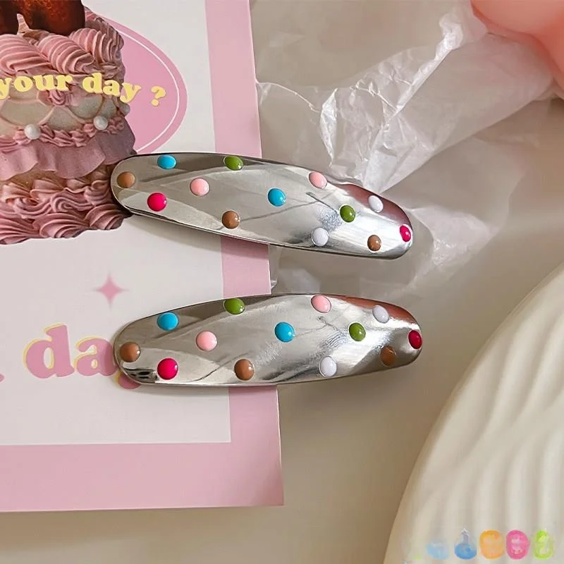 

Elegant Polka Dot Hair Clips Women's New 2026 Side Bangs Hair Accessories Fashionable Hair Grips Duckbill Hairpins