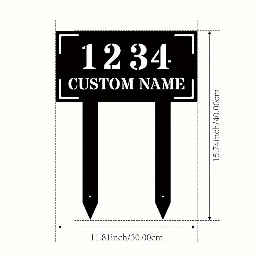 Exclusive Personalized Metal House ID Sign. Custom Iron Address Tag with Sturdy Stake for Yard Deco.