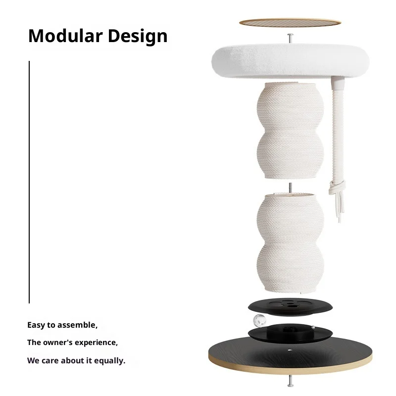 Árbol rascador nórdico para gatos de interior con cama y sisal