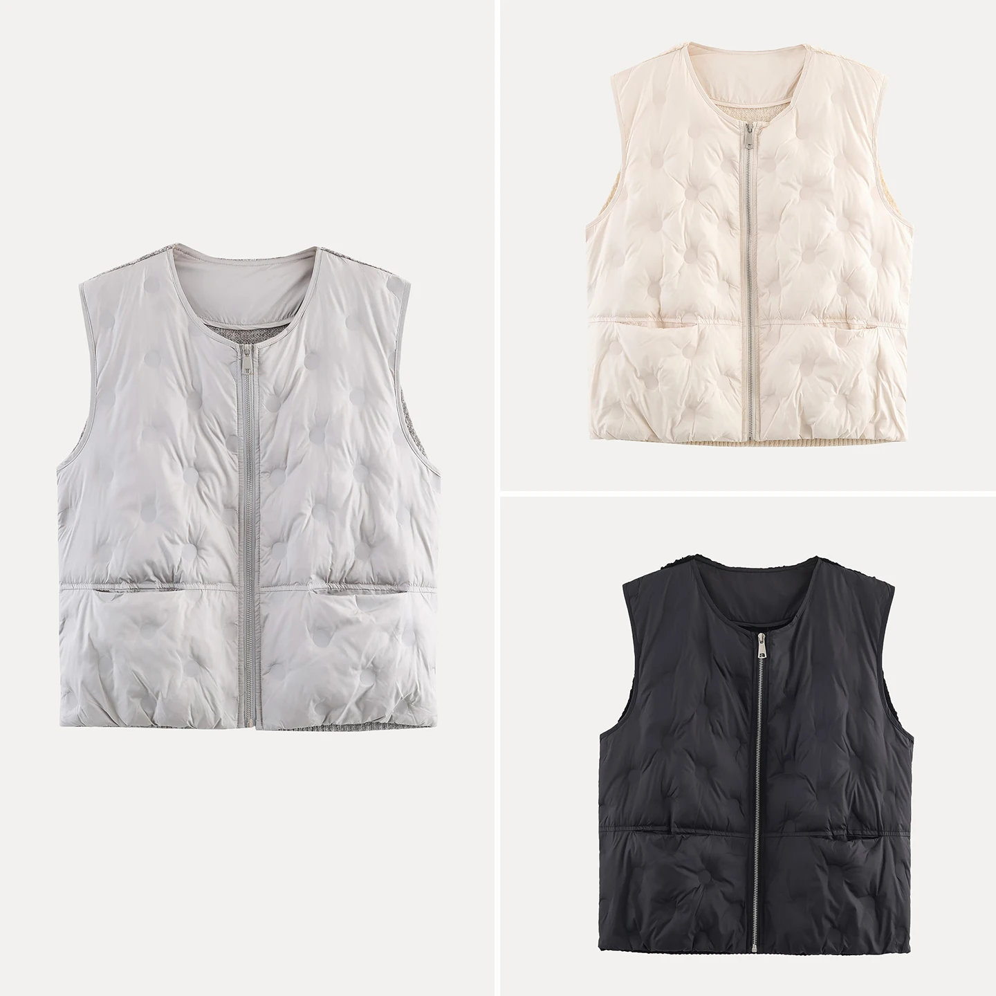 

Новинка осени 2025: Женский вязаный жилет-топ с молнией, круглым вырезом, цветочным принтом и вставками, для повседневной носки, стандартной длины