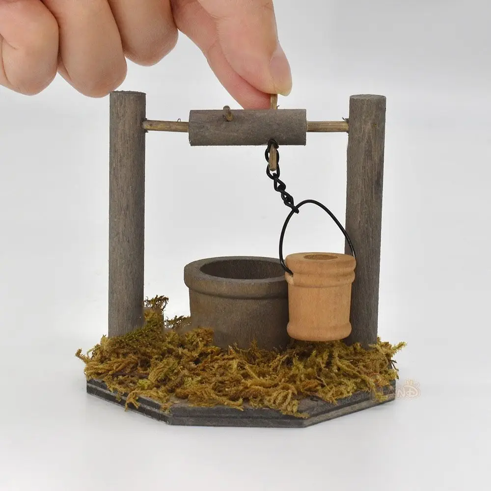 1/12 Scale Miniature Manger Figurine Wood Scene Model Dollhouse Well Latrine Micro Landscape Fairy Garden Ornament