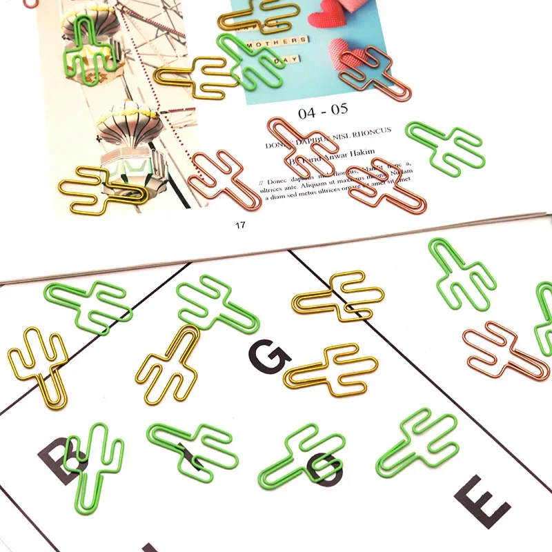 

20pcs/Pack Cactus Heterosexual Paper Clip, Colorful Creative Stationery Office Wanzi Clip Paper Clip