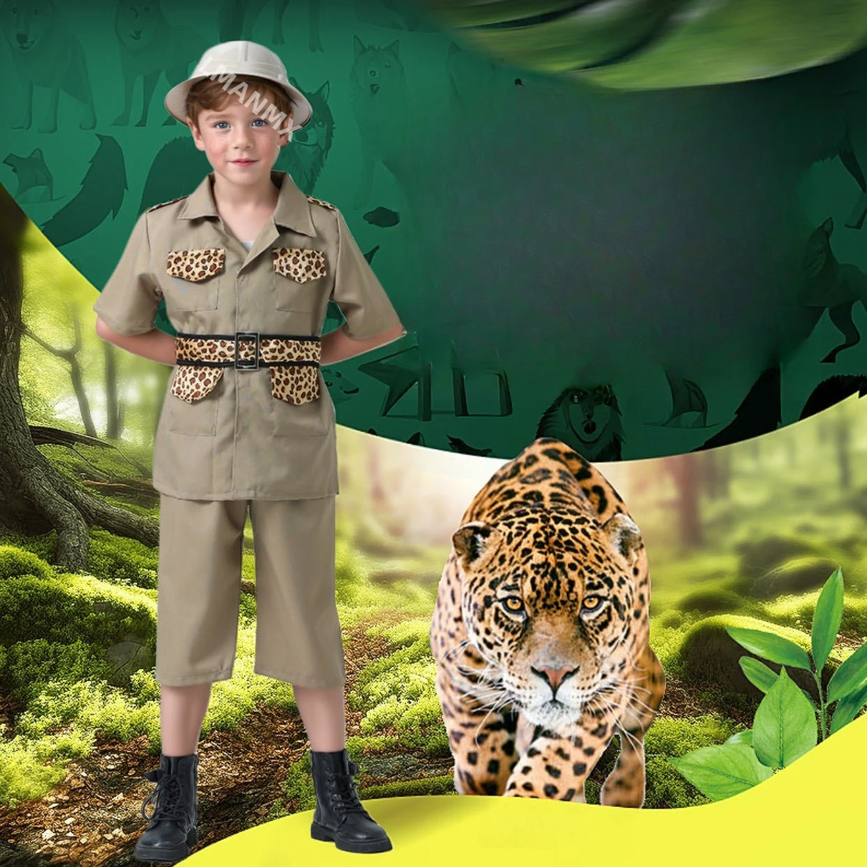 Explorador de la jungla infantil, ranger de la vida silvestre, juegos de rol profesionales, disfraces de actuación de fiesta de Halloween