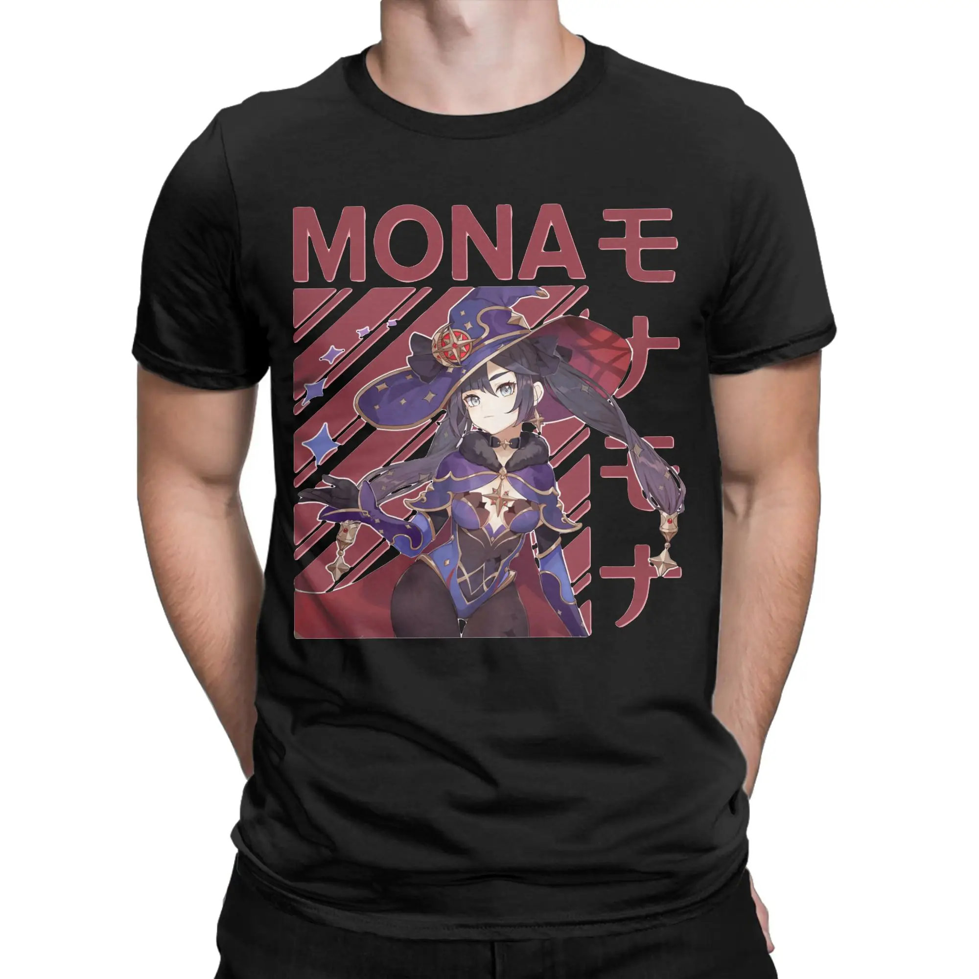 Mona Genshin Impact for Men Women T Shirts Anime Game Funny Tee Shirt Short Sleeve Crew Neck T-Shirts Cotton Adult Clothes