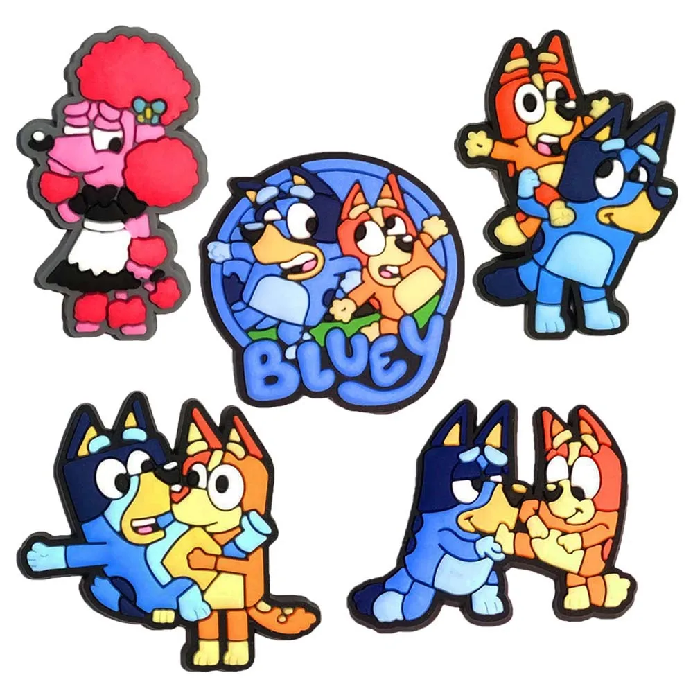 

Набор декоративных элементов для обуви Bluey Bruy: милые резиновые застежки-цветы и застежки-щенки из ПВХ для украшения обуви