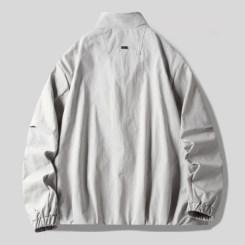 Men's American Retro Stand-Collar Windproof Jacket, Durable, Water-Resistant, Comfortable, Simple and Versatile, Suitable for Daily Work, Commuting, Outdoor Travel Activities in Spring and Autumn