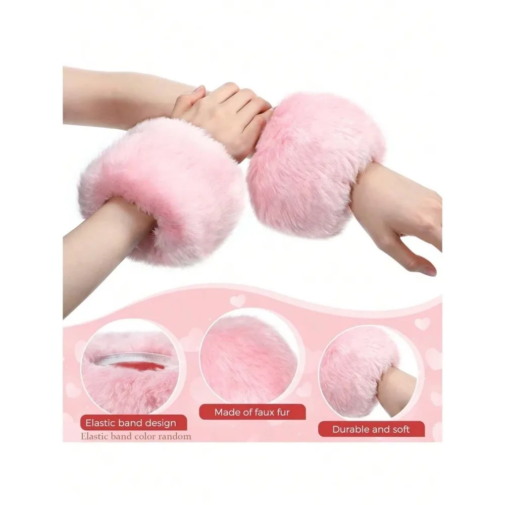 

Imitation Rabbit Fur Women's Faux Fur Wrist Cuffs Warm Wrist Protectors Clothing Accessories Adult Wrist Sleeves