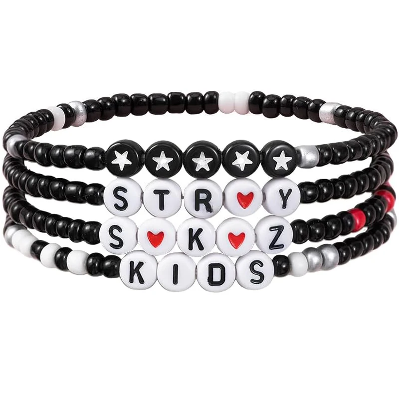 مجموعة أساور - أساور الصداقة المستوحاة، هدايا مثالية من S-K-Z-Stray Merch لملابس أعياد الميلاد وأعياد الميلاد