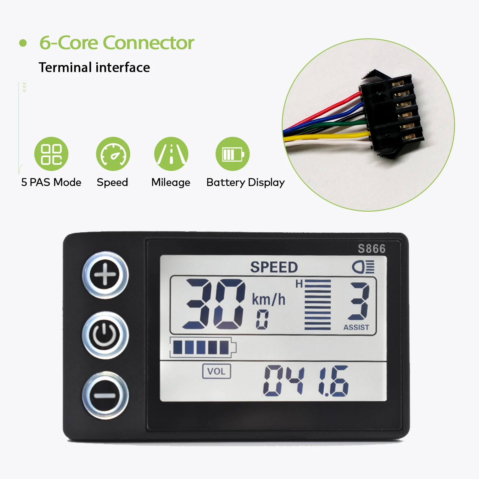 S866 24 V/36 V/48 V/60 V Elektrische Fietsen Snelheidsmeter Digitale Groot Scherm Waterdichte Backlight Bedrade Fiets Kilometerteller Fietscomputer